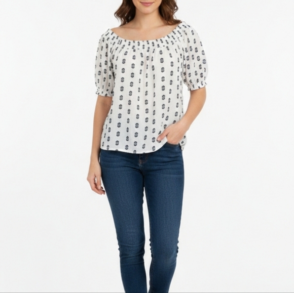 LOFT Women Size S Black and White Patterned Blouse - Picture 13 of 13